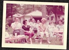 Antique Vintage Photograph Group of People Having Picnic in Backyard picture