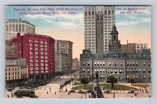 Detroit MI-Michigan, City Hall, Ford Building, Dime Bank, Vintage c1915 Postcard picture