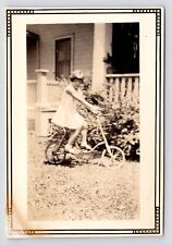 c1940s Tomboy~Girl in Dress on Vintage Bicycle~VTG Original Photo picture