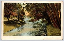 Vintage Postcard 1924 Rive Trees Reflection Green Grass Trees Nature Artwork picture