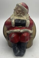 Vintage Sleeping Santa Claus Cast METAL BANK Advertising Savings & Loan Bank picture