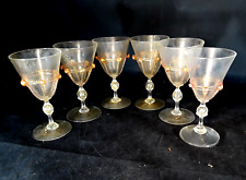 Set of 6 Salviati Venetian Hand-Blown Glass Cranberry Lace Murano Wine Glasses picture
