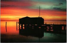 Vintage 1960s OUTER BANKS, North Carolina Postcard Sunrise / Pier Scene - Unused picture