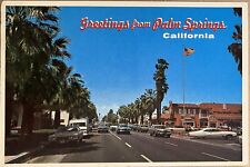 Palm Springs Plaza Street Old Cars California 6x4 Postcard c1970 picture