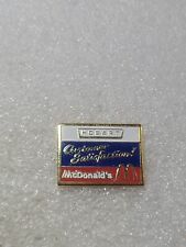Vintage Rare Hobart Customer Satisfaction McDonalds Fast Food Red White Blue Pin picture