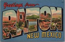 RATON, New Mexico Large Letter Greetings Postcard Curteich Linen c1937 UNUSED picture