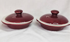 Hall China 511 Restaurant Ware Personal 3oz Baking Dishes w/Lids Dk Red Set of 2 picture