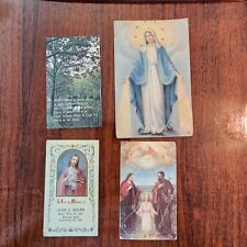 LOT of 4 Vintage (1) 1937 Litho Mother Mary (2) In Memory (1) Picture Religious picture