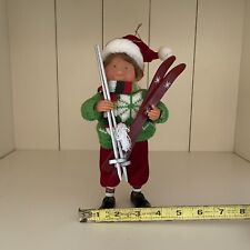 Christmas Elf Skiier Standing Shelf Holiday Decoration Wood & Plastic Ornament picture