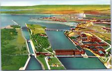 postcard Aerial view of Canadian Locks - shini color picture