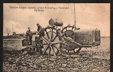 Old Postcard German Soldiers Cultivate Fields Motor Plow Antique Tractor Tilling picture