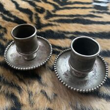 Pair of VTG Silver Tone Metal Standing Candlestick Holders Candle Holders picture