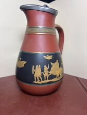 Antique English Prattware Enamel Terracotta Pottery Neoclassical Pitcher Wine NR picture
