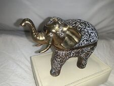Vtg. Brass MCM Chinoiserie Elephant Music Box Love Story W/ Storage- Red Lining picture