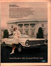 1967 Sexy legs Woman white fur coat Ford Galaxie 500 car vintage photo print ad picture