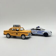 NYC Souvenir NYPD Cop Car & NYC Yellow Taxi Doe Cast Lot Of 2 Manhattan New York picture