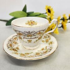 VtgGrandmother Tea Cup & Saucer Royal Dover Yellow Floral Fine Bone China Gift picture