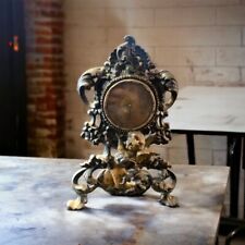 Antique Ornate Bronze Cast Metal 316 Clock With Stand 10”x7.5” 1920-1940s picture