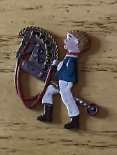 Pewter Painted Boy Hobby Horse Christmas Ornament Decoration Victorian Style picture