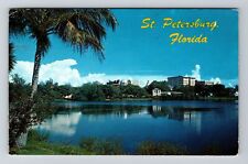 St. Petersburg FL -Florida, View the City over Mirror Lake, Vintage Postcard picture