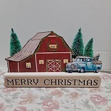 Pioneer Woman Farm Style Red Barn Blue Truck LED Christmas Decoration picture