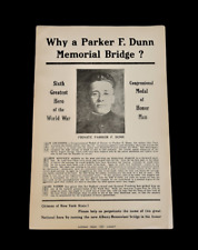 Vtg 1933 WW1 Hero Parker F Dunn Memorial Bridge Naming Petition Poster Ephemera picture