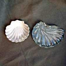 Vtg Carson Cast Pewter Shell Ring Trinket Dish & Glass Seashell Paperweight picture