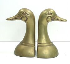 Vintage Pair Patina Solid Brass Duck- Head Book Ends 6-1/4”x 3”x 3-1/4” picture