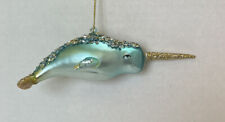 Robert Stanley Glittered Rhinestones Narwhal Whale  Christmas Ornament w/ Tags picture