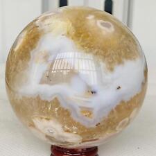 1240g Natural Cherry Blossom Agate Sphere Quartz Crystal Ball Healing picture