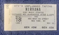 NIRVANA MTV UNPLUGGED Concert Ticket Stub 11/18/93 Vinyl Sticker/Decal 2x4” picture