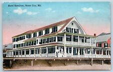 Postcard MD Ocean City Hotel Hamilton and Boardwalk c1915 S7 picture