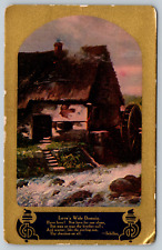 Poem Poetry Schiller Art Water Wheel Cottage Love c1910s Vintage Postcard picture