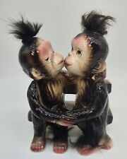 Vintage Bradley Exclusives Figurine Two Love Monkeys Sitting on a Bench Kissing picture