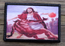 Jesus Crossing The Devil Morale Patch Hook & Loop Funny Army Custom Tactical 2A picture