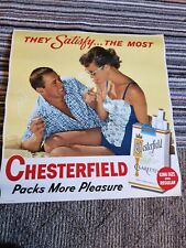 Vintage CHESTERFIELD Cigarettes Store Advertising Sign Lithograph Couple MCM picture