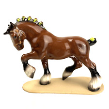 Hagen Renaker Mini Clydesdale Horse Figurine Green Ribbons Porcelain picture
