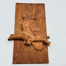 Owl Carved Wood Wooden Wall Hanging 70's Retro Boho Cottage Granny Core Vintage picture