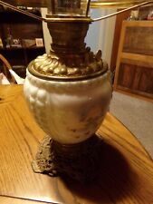 Antique Fostoria kerosene oil lamp painted??? picture