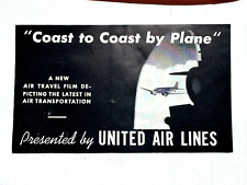 1938 United Airlines Invitation to Watch Airline Film 