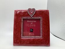 Enamel Picture Frame Photo Jeweled Pink Heart 2 x 2 inch Square Russ picture