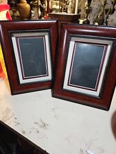 Vtg Faux Wood  MATCHING PAIR 7.5X10  Picture Frames Matted  For 5x7 PHOTO picture