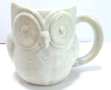 Threshold 3D Ivory Owl Stoneware Mug   Nice White Owl Coffee Tea Mug Cup picture