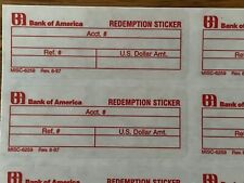 Bank of America redemption sticker Vintage Deposit Account Money Check Banking picture