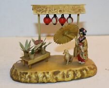 Vintage Asian Collectible Celluloid Geisha girl and dog Japan picture