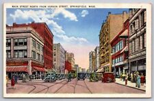 eStampsNet - Main Street from Vernon St Springfield MA Massachusetts Postcard  picture