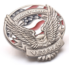 American Flag Soaring Eagle, Proudly Served Veteran, lapel pin picture