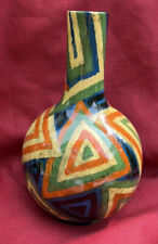 Maitland Smith Hand Painted Abstract Geometric Pattern Vase ROC/HONG KONG RARE picture