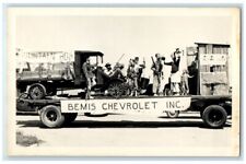 c1940's Bemis Chevrolet Advertising Parade Plainville KS RPPC Photo Postcard picture