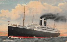 SS LAPLAND AT SEA ~ RED STAR SHIP LINE, ARTIST IMAGE, used US Army Censor 1910s picture